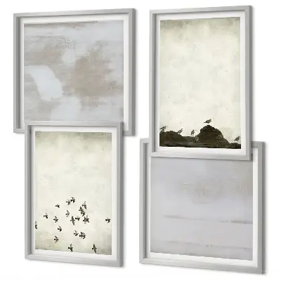 Set van posters met lijst Minimalistische vogels in vlucht