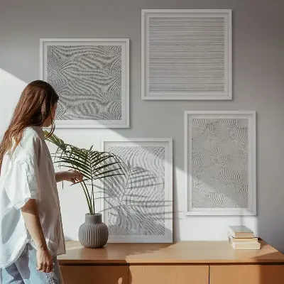 Zandpatronen geometrische structuren meerluik in lijst