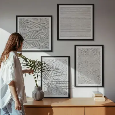Zandpatronen geometrische structuren meerluik in lijst