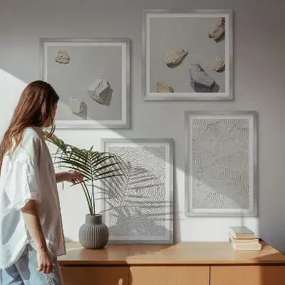 Geometrische kartonnen stenen meerluik in lijst