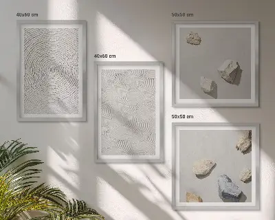 Geometrische kartonnen stenen meerluik in lijst