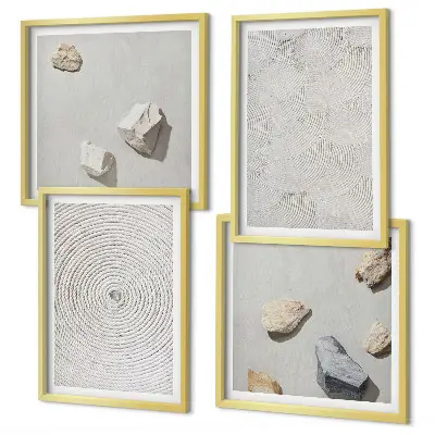 Geometrische kartonnen stenen meerluik in lijst