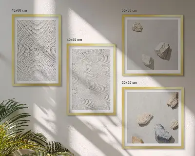 Geometrische kartonnen stenen meerluik in lijst