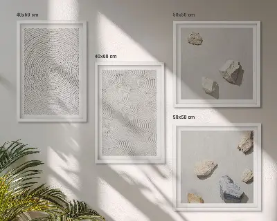 Geometrische kartonnen stenen meerluik in lijst