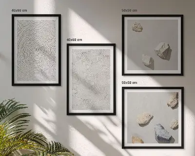 Geometrische kartonnen stenen meerluik in lijst