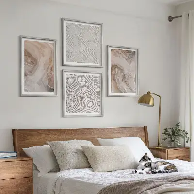 Set van posters met lijst met marmersteen textuurpatronen