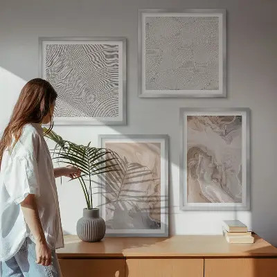 Set van posters met lijst met marmersteen textuurpatronen