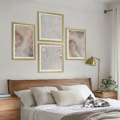 Set van posters met lijst met marmersteen textuurpatronen