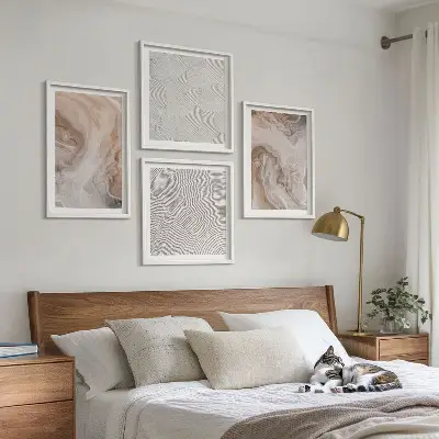 Set van posters met lijst met marmersteen textuurpatronen