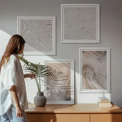 Set van posters met lijst met marmersteen textuurpatronen