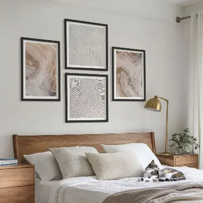 Set van posters met lijst met marmersteen textuurpatronen