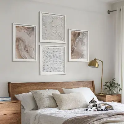 Abstracte marmerpatronen van steen meerluik in lijst