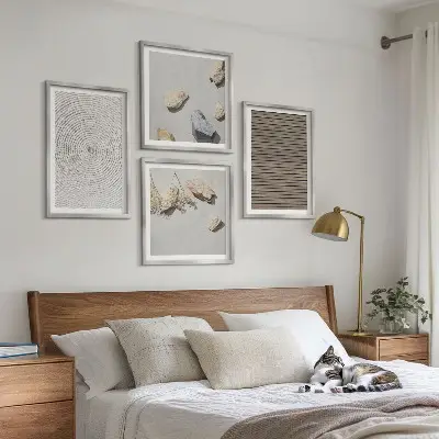 Set posters met lijst natuurlijke texturen van hout en steen