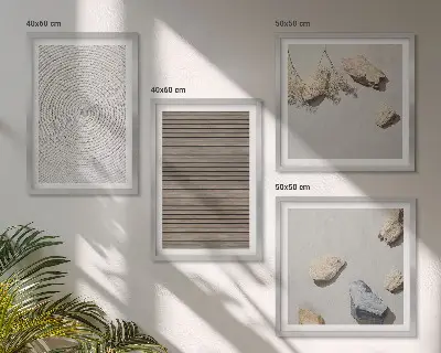 Set posters met lijst natuurlijke texturen van hout en steen