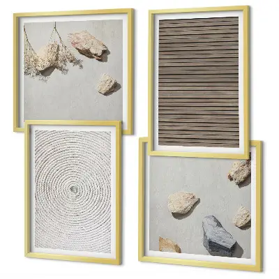 Set posters met lijst natuurlijke texturen van hout en steen