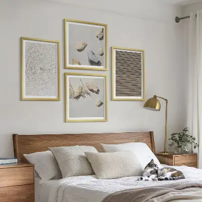 Set posters met lijst natuurlijke texturen van hout en steen