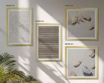 Set posters met lijst natuurlijke texturen van hout en steen