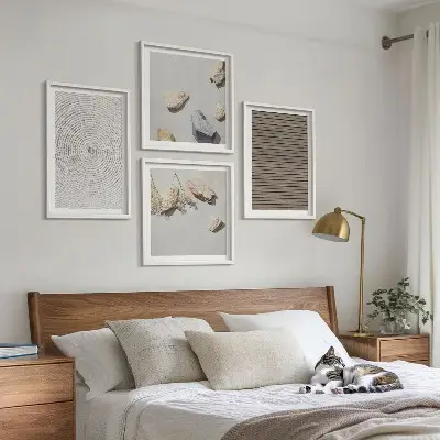 Set posters met lijst natuurlijke texturen van hout en steen