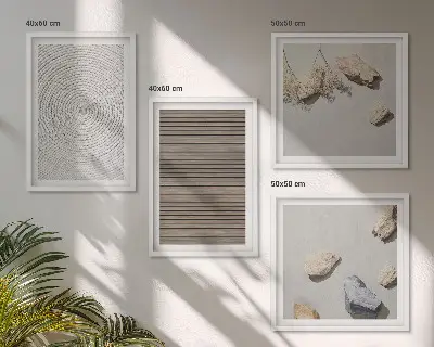 Set posters met lijst natuurlijke texturen van hout en steen