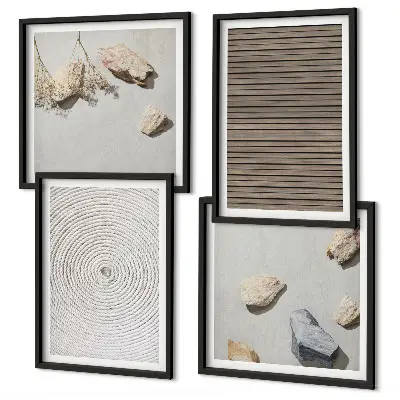 Set posters met lijst natuurlijke texturen van hout en steen