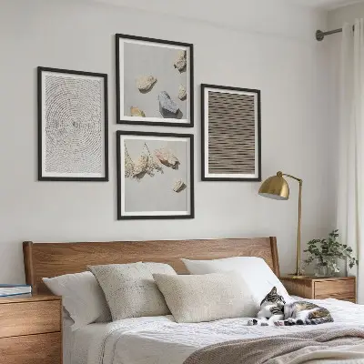 Set posters met lijst natuurlijke texturen van hout en steen