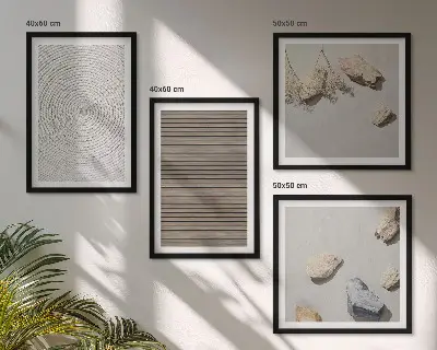 Set posters met lijst natuurlijke texturen van hout en steen