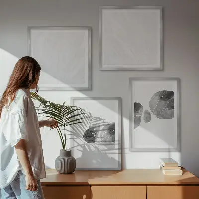 Abstracte kunst met verfspatten meerluik in lijst