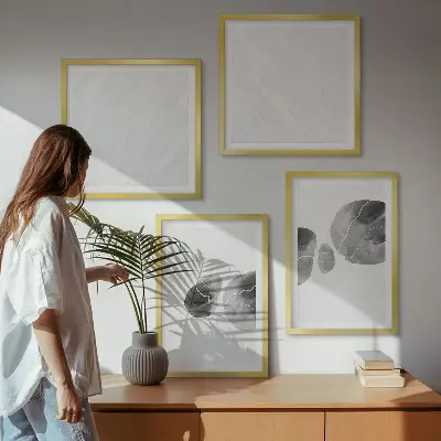 Abstracte kunst met verfspatten meerluik in lijst