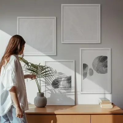 Abstracte kunst met verfspatten meerluik in lijst