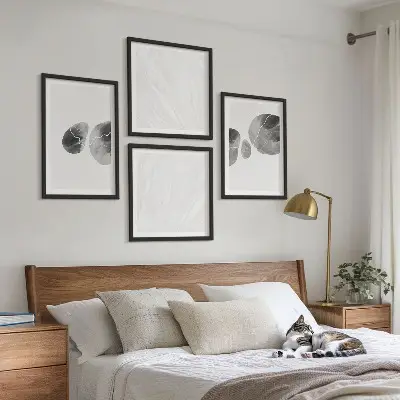 Abstracte kunst met verfspatten meerluik in lijst