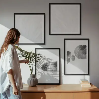 Abstracte kunst met verfspatten meerluik in lijst