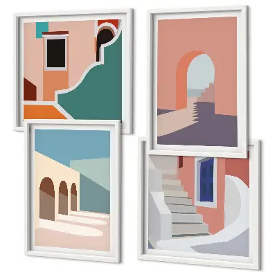 Set van posters met lijst Minimalistische pastelkleuren