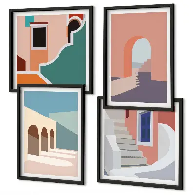 Set posters met lijst minimalistisch design in pastelkleuren