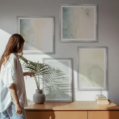 Set van posters met lijst met pastel aquarel canvas textuur