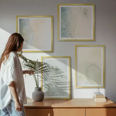 Set van posters met lijst met pastel aquarel canvas textuur