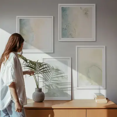 Set van posters met lijst met pastel aquarel canvas textuur