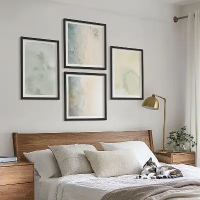 Set van posters met lijst met pastel aquarel canvas textuur
