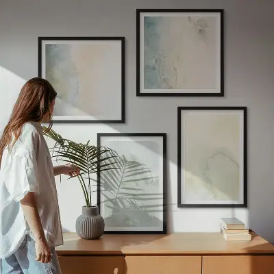 Set van posters met lijst met pastel aquarel canvas textuur