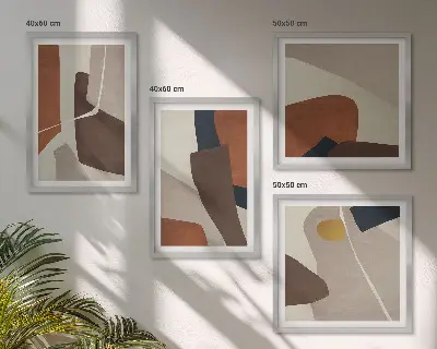 Abstracte moderne vormen meerluik in lijst