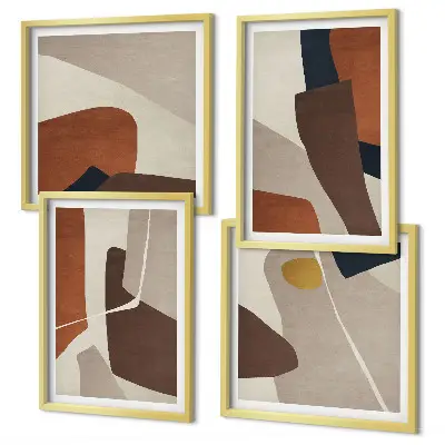 Abstracte moderne vormen meerluik in lijst