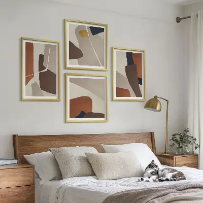 Abstracte moderne vormen meerluik in lijst
