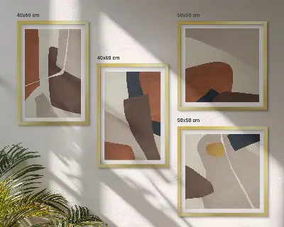Abstracte moderne vormen meerluik in lijst