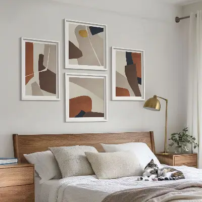 Abstracte moderne vormen meerluik in lijst