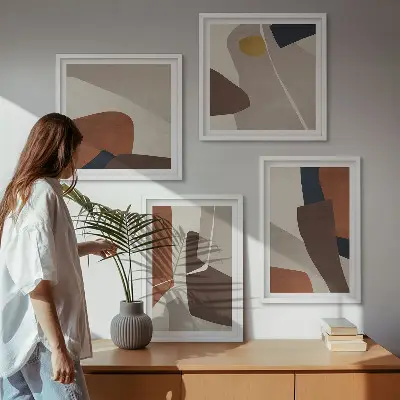 Abstracte moderne vormen meerluik in lijst