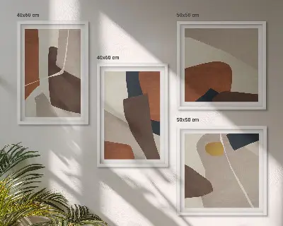 Abstracte moderne vormen meerluik in lijst