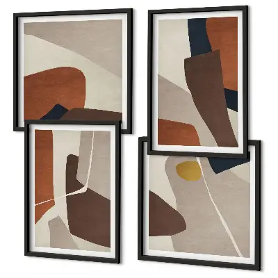 Abstracte moderne vormen meerluik in lijst
