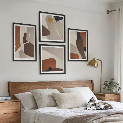 Abstracte moderne vormen meerluik in lijst