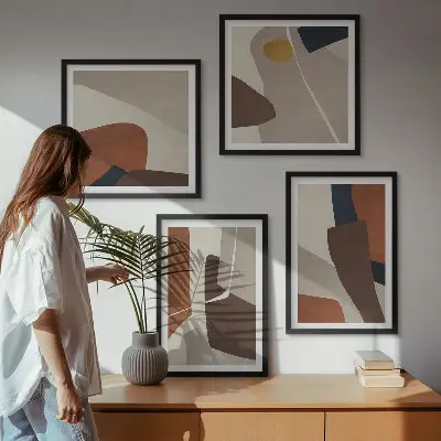 Abstracte moderne vormen meerluik in lijst