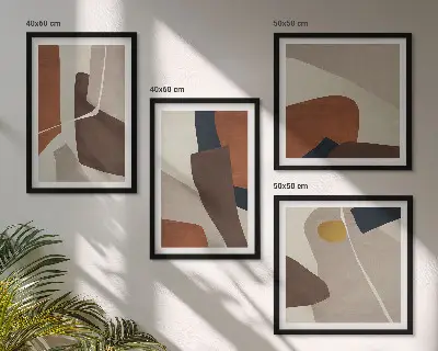 Abstracte moderne vormen meerluik in lijst