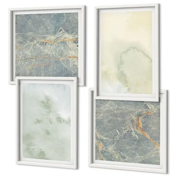 Set van posters met lijst met pastel aquarelverf op canvas
